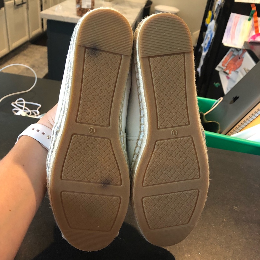 Tory Burch White Leather Espadrilles Size 7 - Picture 4 of 11